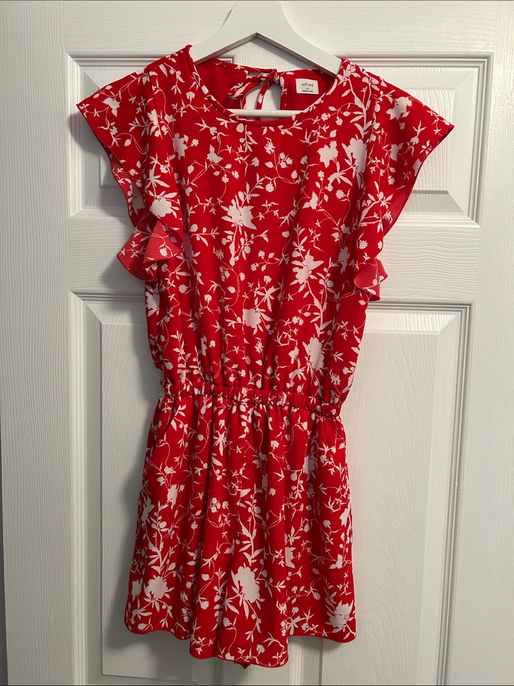Red Floral Jumper with Ruffle Sleeves